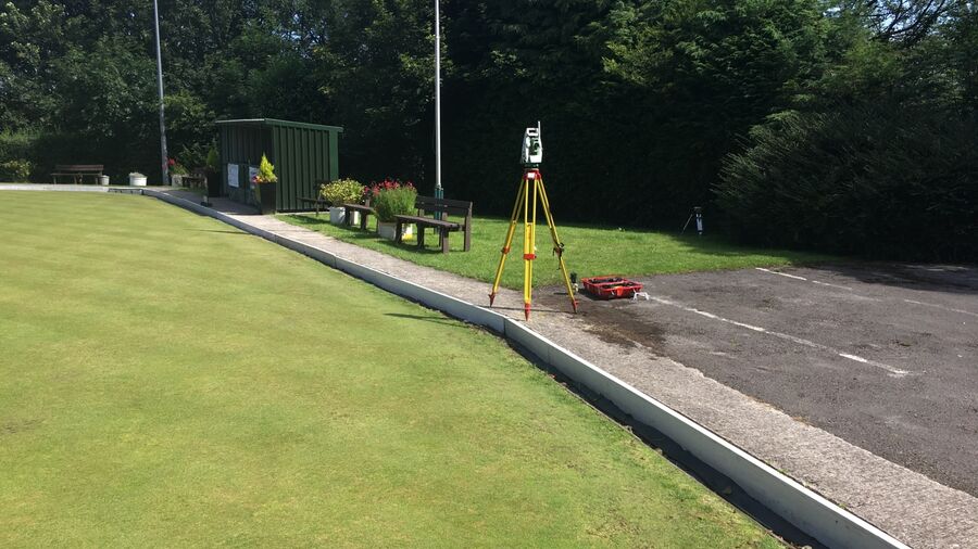 Total Station in place next to bowling green