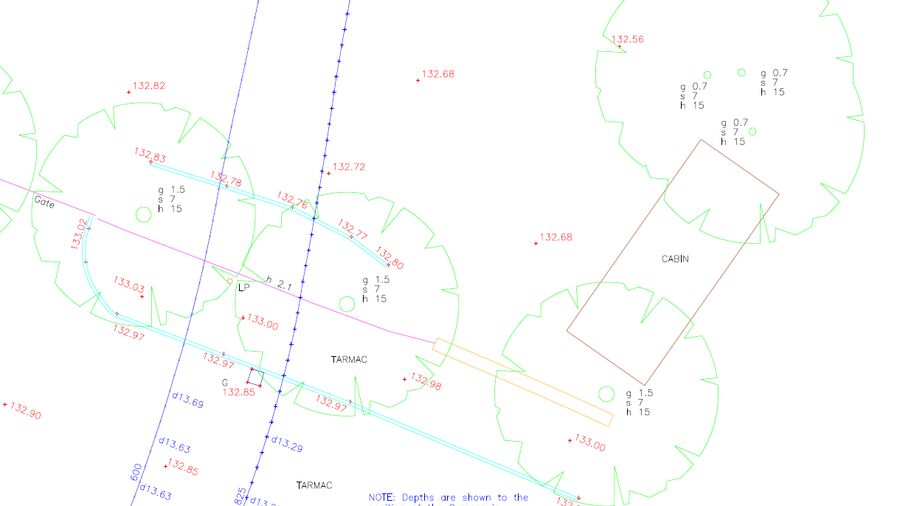 Snapshot of final 2D CAD and Topo drawing