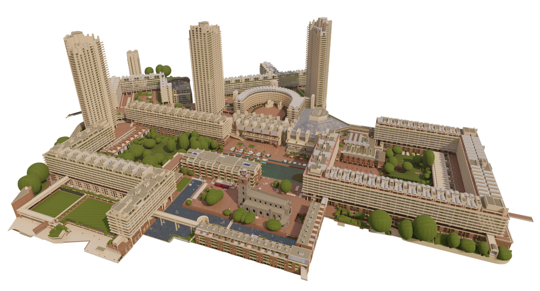 Model of Barbican residential blocks
