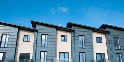 Row of modern terraced townhouses