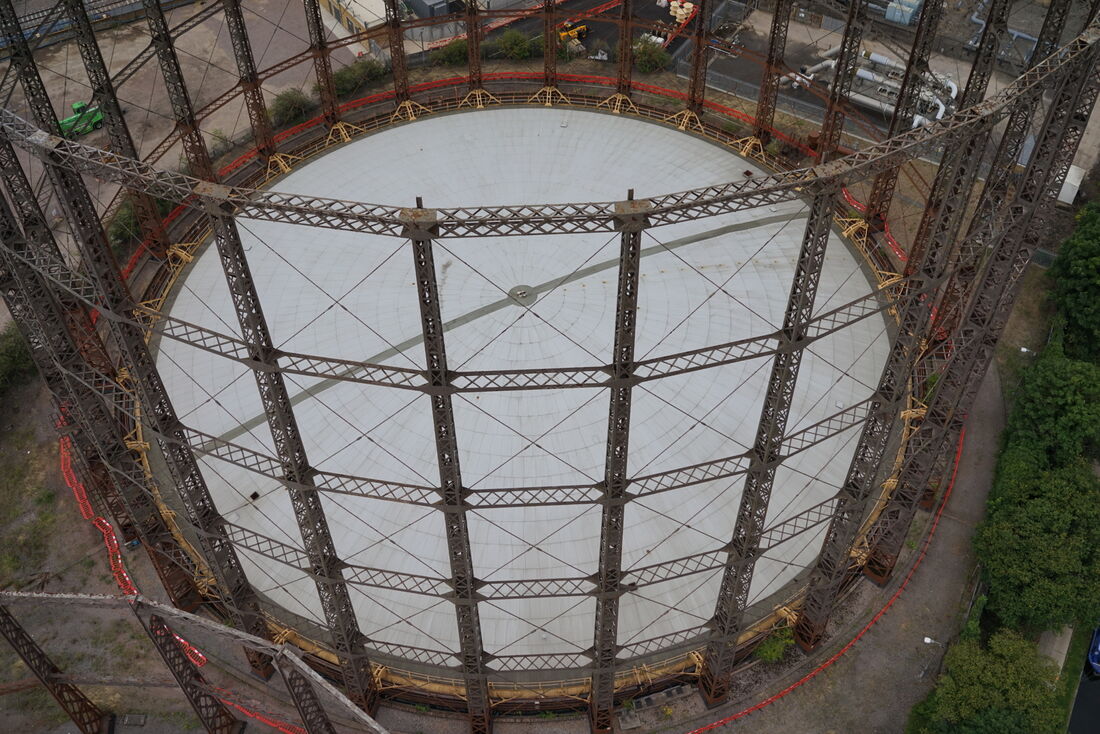 Canal Way, Kensal Rise - gasholder observed from UAV