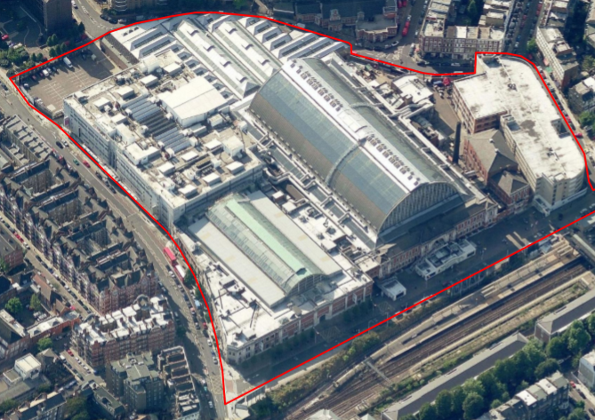 Survey outline for the Olympia London site