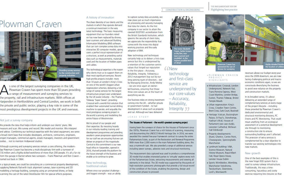 Plowman Craven included in the 2016/17 Parliamentary Review